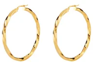 Kolczyki - Kolczyki GUESS pozłacane skręcane kółka z cyrkonią angielskie TORCHON SUPER LIGHT HOOPS 50mm - miniaturka - grafika 1
