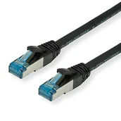 Kable miedziane - VALUE Kabel krosowy kat.6A S/FTP (PiMF) Podwójnie ekranowany kabel sieciowy Kat.6A do szybkości transmisji danych do 10 Gbit/s czarny 0,3 m - miniaturka - grafika 1