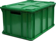 Pojemniki przemysłowe - Artech Pojemnik transportowy EURO 300 z pokrywą, dno i ścianki pełne wym. 600 x 400 x 300 mm zielony - miniaturka - grafika 1