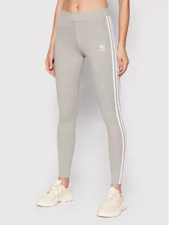 Spodnie sportowe damskie - Adidas Legginsy 3 Stripes HD2349 Szary Slim Fit - grafika 1