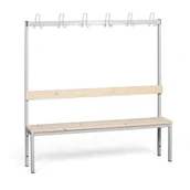Meble do szkół i przedszkoli - B2B Partner Ławka szatniowa z wieszakiem, siedzisko - listwy, długość 1500 mm, szara 179328 - miniaturka - grafika 1