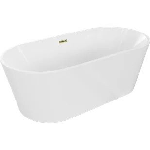 Mexen Luna wanna wolnostojąca 140 x 75 cm, biała, przelew złoty - 52031407500-50 - Wanny - miniaturka - grafika 1