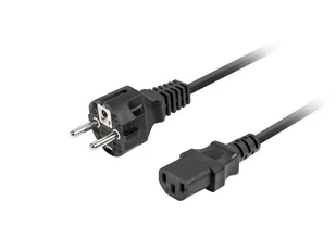 Lanberg kabel zasilający CEE 7/7 - C13 1.8m VDE prosty czarny - Kable - miniaturka - grafika 1