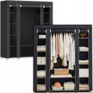 Szafy - DUŻA SZAFA MATERIAŁOWA TEKSTYLNA Z DRĄZKIEM NA UBRANIA PÓŁKI GARDEROBA - miniaturka - grafika 1