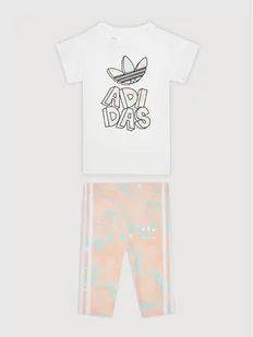 Adidas Komplet sukienka i legginsy Marble Print Tee H22631 Kolorowy Regular Fit - Spodnie i spodenki dla dziewczynek - miniaturka - grafika 1