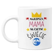 Gadżety dla niej i dla niego - Kubek dla mamy na prezent z okazji Dnia Matki z kolorowym napisem Najlepsza mama na całym świecie - miniaturka - grafika 1