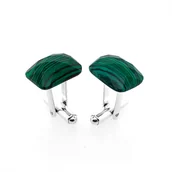 Spinki do mankietów i krawatów - Srebrne spinki do mankietów Malachit Fasetowany (S730) Srebro [925] - miniaturka - grafika 1
