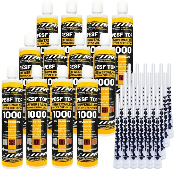 12x Zestaw KOTWA CHEMICZNA PESF1000 poliestrowa 300 ml bez styrenu