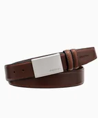 Paski - PUCCINI Ciemnobrązowy skórzany pasek męski z pełną klamrą rozmiar l - miniaturka - grafika 1