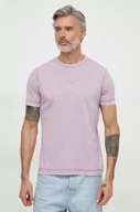 Koszulki męskie - Boss Orange t-shirt bawełniany BOSS ORANGE męski kolor fioletowy gładki - miniaturka - grafika 1