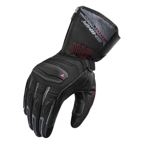 SHIMA INVERNO Rękawice motocyklowe, damskie, skórzane, długie ochraniacze dla motocyklistów, perforowane, wentylowane, wzmocnione, wodoodporne, do ekranu dotykowego, do sportów motorowych (damskie