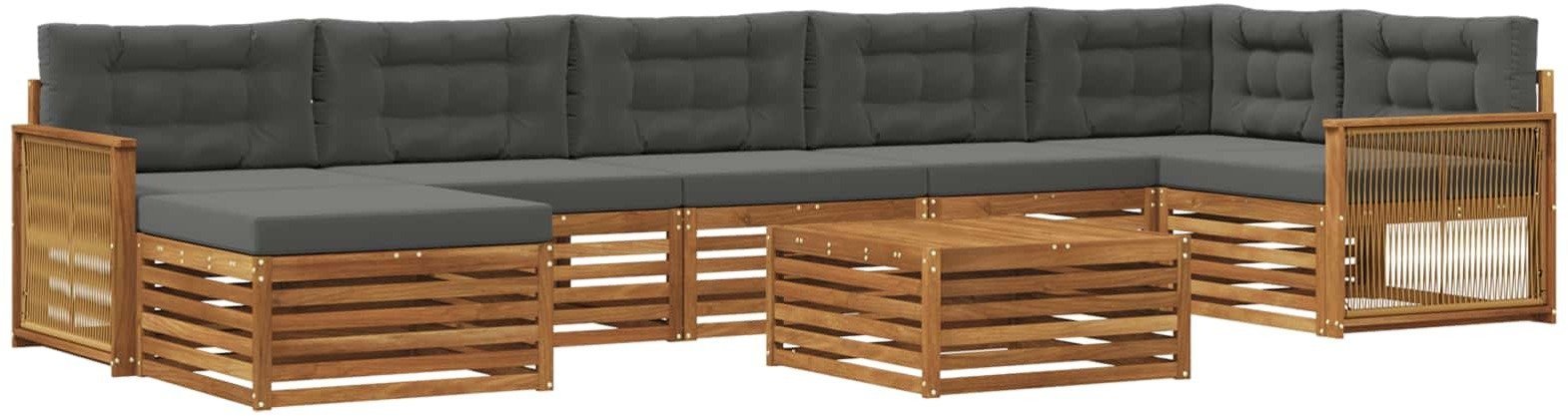 vidaXL Zestaw sof na zewnątrz z poduszką 8 pcs Naturalny i Antracytowy