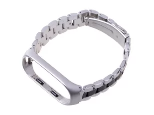 Bransoletka pasek Xiaomi Mi Band 3/ Xiaomi Mi Band 4 - srebrno czarna - Akcesoria do smartwatchy - miniaturka - grafika 1