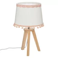 Lampy stojące - Atmosphera for kids Lampa stołowa POMPOM drewniane nóżki 32 cm - miniaturka - grafika 1