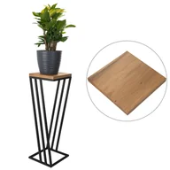 Kwietniki - Kwietnik skosy LOFT stojak 50cm czarny metal deska dąb - miniaturka - grafika 1
