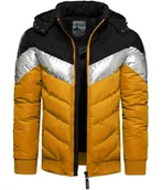 Kurtki męskie - Kurtka męska zimowa z kapturem musztardowa Recea - miniaturka - grafika 1