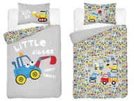 Pościel dla dzieci - Pościel bambusowa dziecięca 90x120 szara z niebieską koparką Baby Bamboo - miniaturka - grafika 1