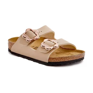 Birkenstock Klapki Arizona z dodatkiem skóry narrow fit - Buty dla dziewczynek - miniaturka - grafika 1