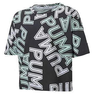 Koszulki dla dziewczynek - Puma Dziewczęcy nowoczesny T-shirt sportowy AOP Tee G z krótkim rękawem czarny czarny 37 58143051 - grafika 1