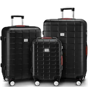 Walizki - Zestaw walizek Exopack 3-częściowy, czarne akcesoria ABS - miniaturka - grafika 1