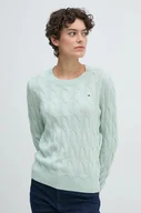 Swetry damskie - Tommy Hilfiger sweter damski kolor zielony lekki WW0WW43586 - miniaturka - grafika 1