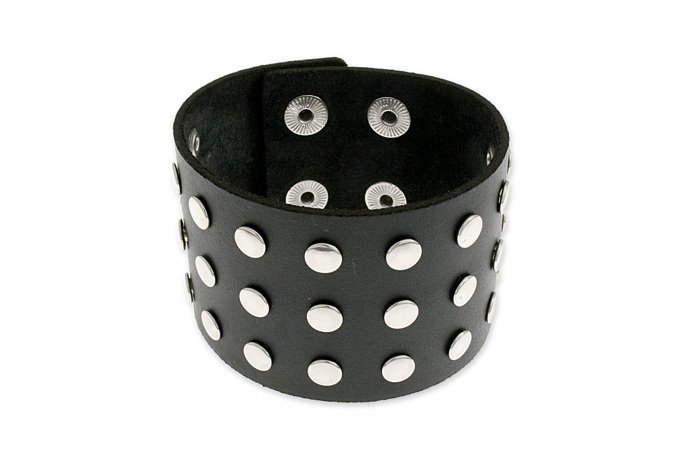 Bransoletka Ćwieki Nity Szeroka Czarna Ona