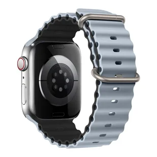 PASEK DO ZEGARKA APPLE WATCH 1/2/3/4/5/6/7/8/9/10/SE 42/44/45 SZARO-CZARNY - Akcesoria do smartwatchy - miniaturka - grafika 1
