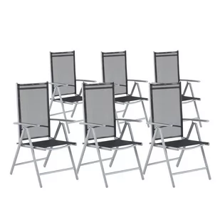 Beliani Zestaw do ogrodu 6 krzeseł czarne aluminiowe regulowane CATANIA - Fotele i krzesła ogrodowe - miniaturka - grafika 1
