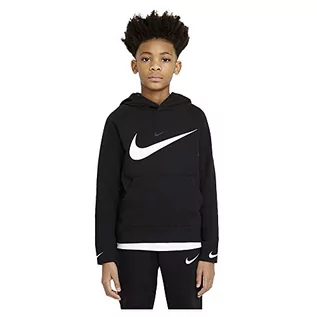 Bluzy dla chłopców - Nike Chłopięca bluza B Nsw Flc Swoosh Hooded Po czarny/(biały). 7 Lat DA0774-010 - grafika 1