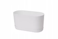 Donice - Doniczka podłużna Satina 27 z podstawką | Biały - miniaturka - grafika 1