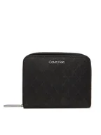 Portfele - Calvin Klein Mały Portfel Damski Ck Must Aop Md Zip Around W Flap LV04F1037G Czarny - miniaturka - grafika 1