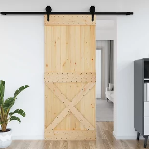 vidaXL Drzwi, 95x210 cm, lite drewno sosnowe - Ogrodzenia - miniaturka - grafika 1