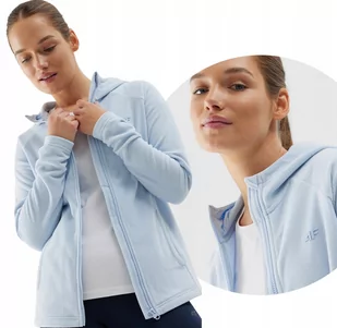 Bluza polarowa damska na zamek z kapturem 4F 4FWSS24TFLEF180-34S Niebieski - Bluzy damskie - miniaturka - grafika 1