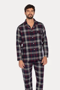 Flanelowa piżama męska MARTIN M Ciemnoniebieski - Piżamy męskie - miniaturka - grafika 1