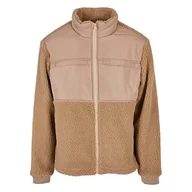Kurtki męskie - Urban Classics Patched Sherpa Jacket, luźna kurtka męska o luźnym kroju z przyjemną podszewką Charmeuse, dostępna w dwóch kolorach, rozmiary S-5XL, beżowy (Unionbei), M - miniaturka - grafika 1