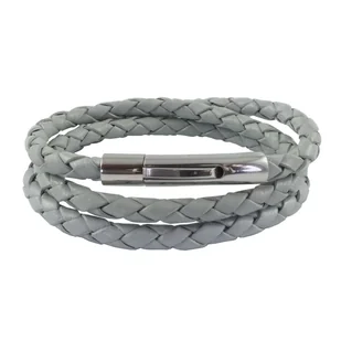 König Design skórzany naszyjnik skórzany pasek skórzana bransoletka 7 mm męski naszyjnik 17 cm - 100 cm pleciony, długość: 35 centymetrów, kolor: jasnoszary - Naszyjniki męskie - miniaturka - grafika 1