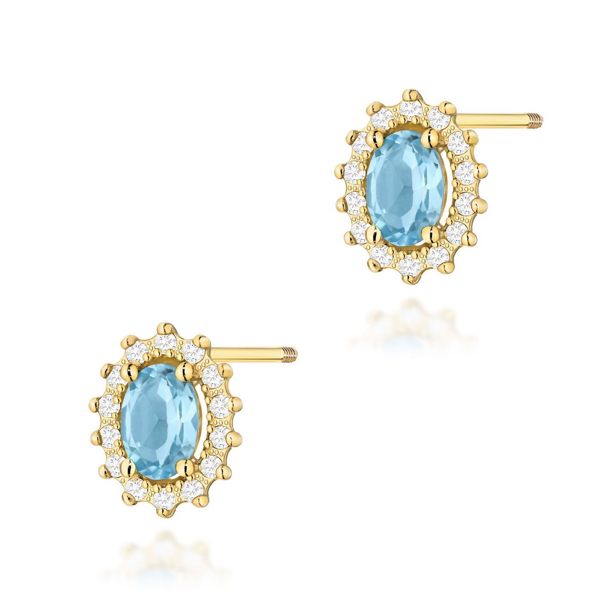 Złote kolczyki K0514 Topaz 2 x 0,50ct żółte złoto sztyft zakręcany pr. 585