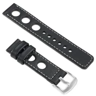 Akcesoria do pulsometrów i zegarków sportowych - moVear uStrap R1 Skórzany pasek do Garmin Fenix 6X / 5X / 3 - Pro, Plus, Solar (koperta 51mm) z adapterem QuickFit 26mm | Czarny ze srebrnym przeszyci - miniaturka - grafika 1