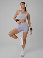 Spodenki damskie - 4F Legginsy krótkie treningowe bezszwowe damskie - fioletowe XS/S - miniaturka - grafika 1