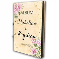 Wesele i ślub - DREWNIANY ALBUM NA ZDJĘCIA PIWONIE ŚLUB Y3 - miniaturka - grafika 1