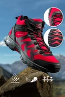 Buty trekkingowe damskie - Czerwone buty trekkingowe damskie z czarnymi dodatkami sznurowane softshell Casu B2115-4 - miniaturka - grafika 1