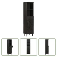 Szafki łazienkowe - The Living Store Szafka łazienkowa czarna 38x33x160 cm lite drewno mango - miniaturka - grafika 1