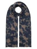 Apaszki i szaliki damskie - Ilse Jacobsen Wełniany szal w kolorze beżowo-granatowym - 200 x 100 cm - miniaturka - grafika 1