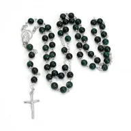 Różańce - Ręcznie robiony srebrny różaniec naturalny szmaragd zielony 6mm srebro 925 - miniaturka - grafika 1