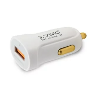 Elmak Ładowarka samochodowa Quick Charge 3.0 Savio SA-05/W 3A, 1xUSB SAVIO SA-05/W - Ładowarki samochodowe - miniaturka - grafika 1