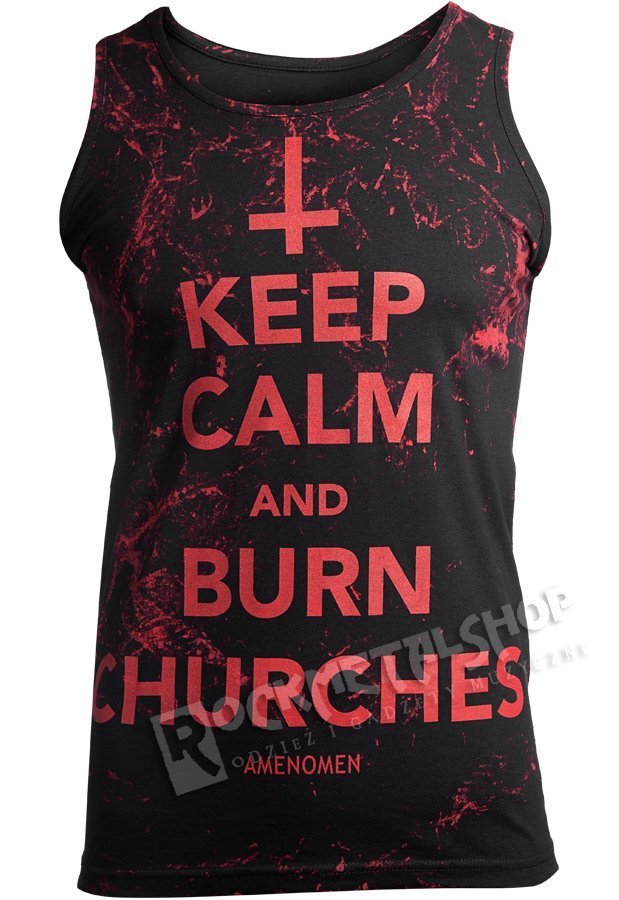 koszulka na ramiączkach AMENOMEN - KEEP CALM AND BURN CHURCHES (OMEN069KR ALLPRINT RED)-L