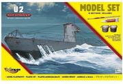 Modele do sklejania - Niemiecki Okręt Podwodny U2 zestaw z farbami Mirage Hobby - miniaturka - grafika 1