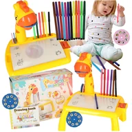 Zabawki kreatywne - Projektor rzutnik stolik stół do rysowania żyrafa żółty - miniaturka - grafika 1