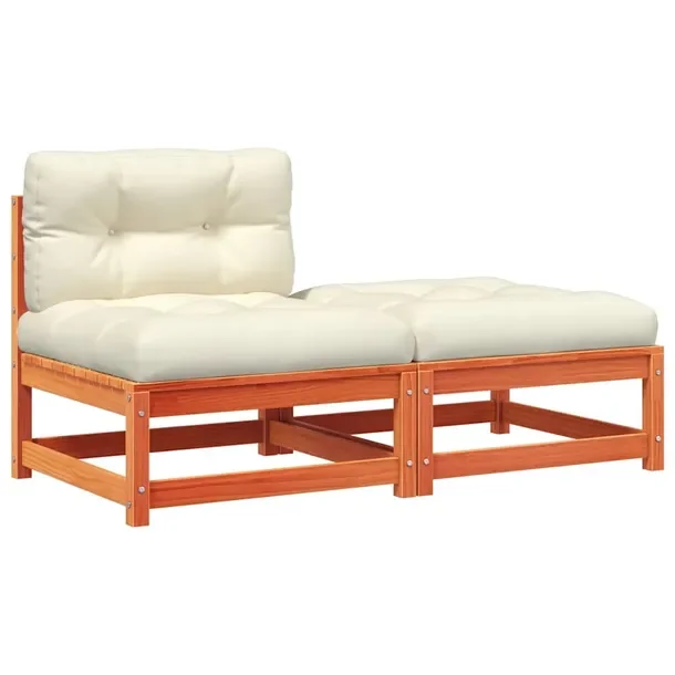Zestaw Ogrodowy Sofa i Podnóżek Sosnowy Woskowy Brąz 140x70x67 cm