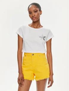 Sisley T-Shirt 3I1XL100Y Biały Slim Fit - Koszulki i topy damskie - miniaturka - grafika 1